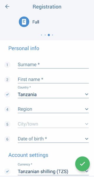 1xBet registration personal info